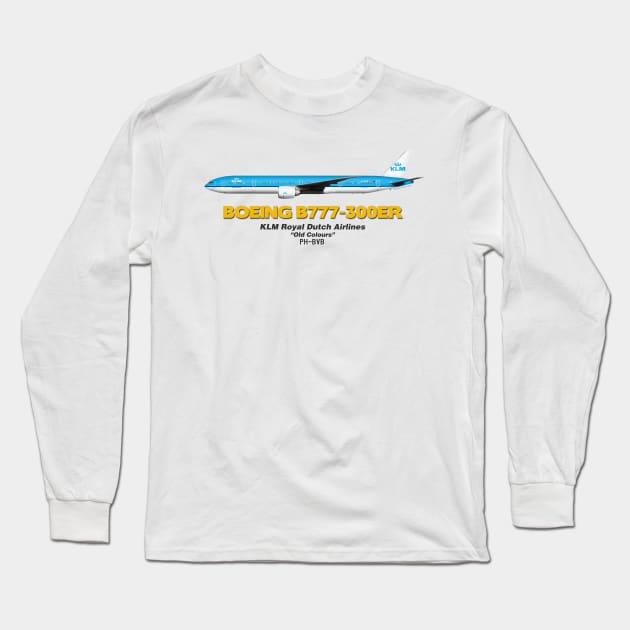 Boeing B777-300ER - KLM Royal Dutch Airlines "Old Colours" Long Sleeve T-Shirt by TheArtofFlying